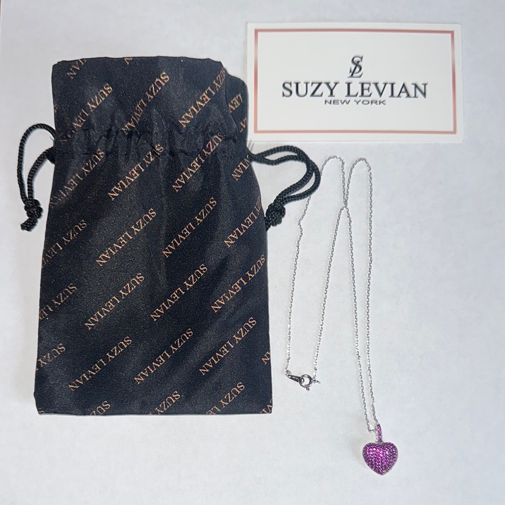 Elegant Silver And Pink Heart Necklace With Delicate Chain